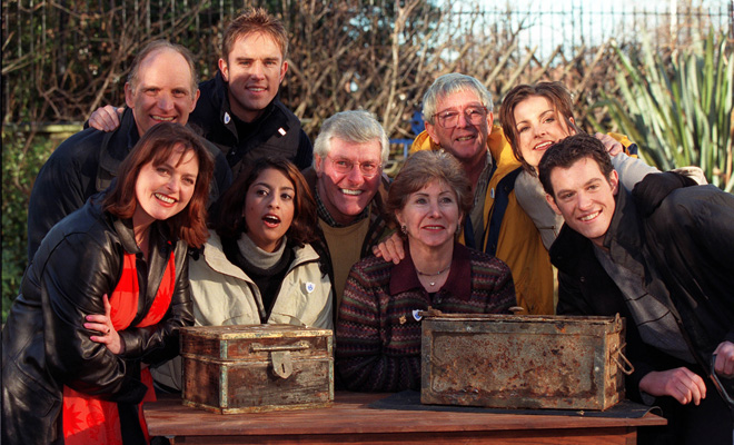 The grand opening of the sodden time capsules on 7 January 2000